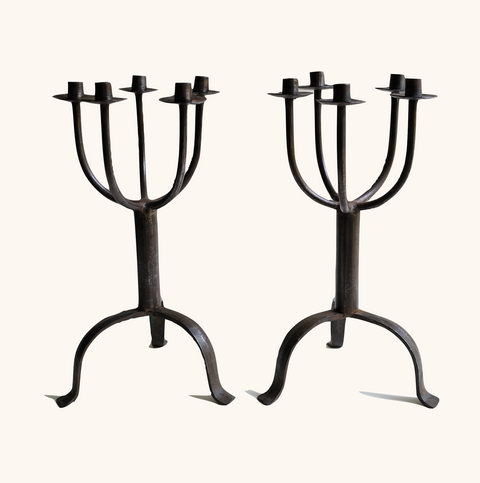Pair of Brutalist Candelabras