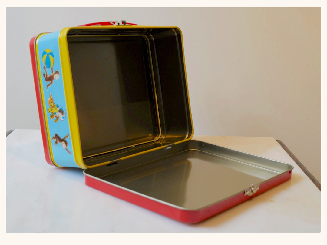 Curious George Yellow Book Vintage Metal Lunchbox