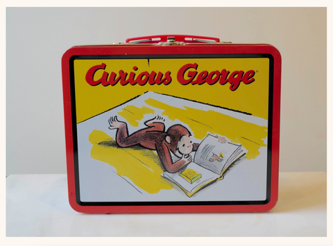 Curious George Yellow Book Vintage Metal Lunchbox