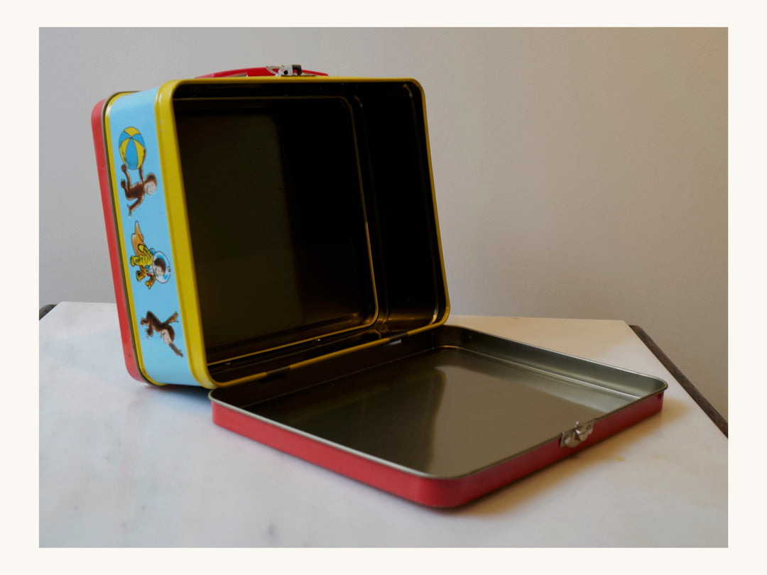 Curious George Yellow Book Vintage Metal Lunchbox
