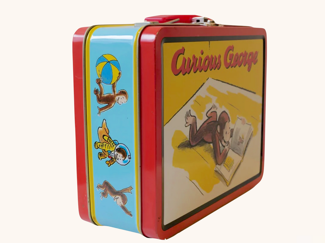 Curious George Yellow Book Vintage Metal Lunchbox