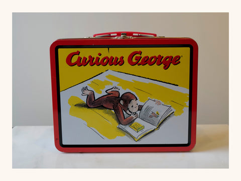 Curious George Yellow Book Vintage Metal Lunchbox